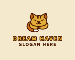 Sleeping - Sleeping Orange Cat logo design