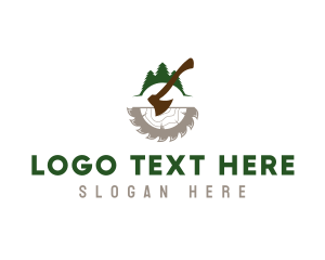Woodcutting - Wood Axe Forest logo design
