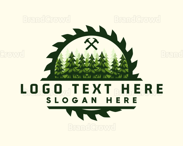 Woodwork Sawmill Hammer Logo