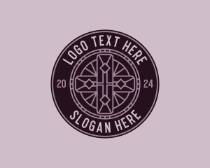 Funeral - Christian Parish Cross logo design