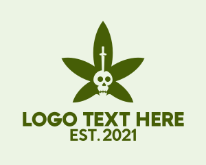Weed - Dead Skull Cannabis logo design