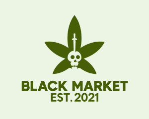 Illegal - Dead Skull Cannabis logo design