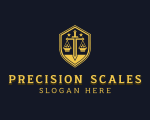 Sword Scale Shield logo design