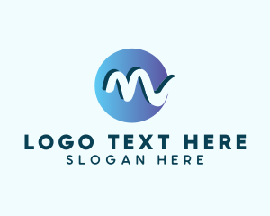 Lettermark - Wave Company Letter M logo design