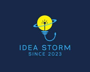 Planet Lightbulb Idea  logo design