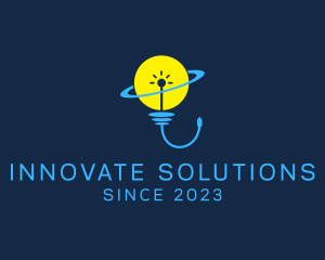 Planet Lightbulb Idea  logo design