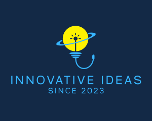 Creativity - Planet Lightbulb Idea logo design