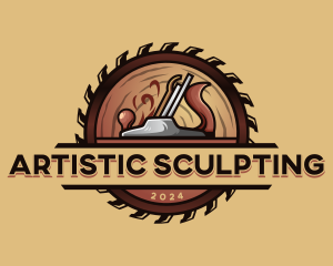 Sculpting - Saw Lumberjack Sculptor logo design