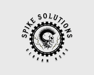 Spike - Rockstar Skull Mohawk logo design