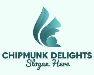 Chipmunk - Minimalist Turquoise Squirrel logo design