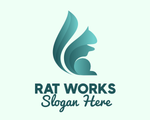 Rat - Minimalist Turquoise Squirrel logo design