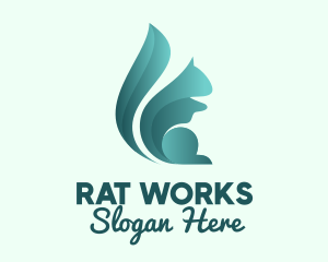 Minimalist Turquoise Squirrel  logo design