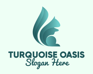 Minimalist Turquoise Squirrel  logo design