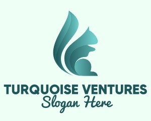 Turquoise - Minimalist Turquoise Squirrel logo design