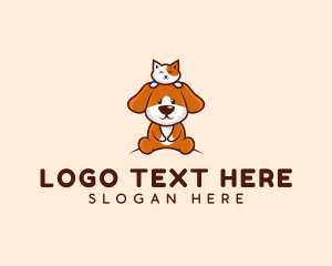 Cute Cat Dog Veterinarian Logo