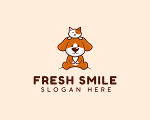 Cute Cat Dog Veterinarian logo design