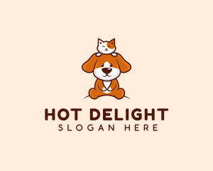 Cute Cat Dog Veterinarian logo design