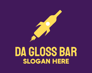 Yellow Wine Rocket Bar logo design