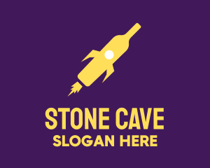 Cave - Yellow Wine Rocket Bar logo design