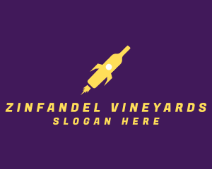 Yellow Wine Rocket Bar logo design