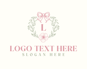 Delicate - Flower Ribbon Crest logo design