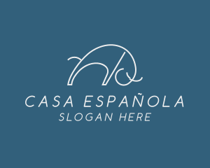 Spanish - Charging Bull Monoline logo design