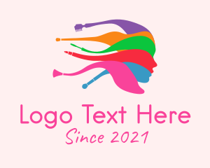 Makeup Brush - Colorful Female Salon logo design