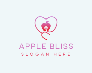 Stethoscope Apple Heart logo design