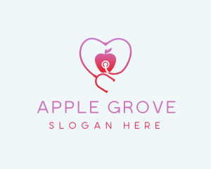 Stethoscope Apple Heart logo design