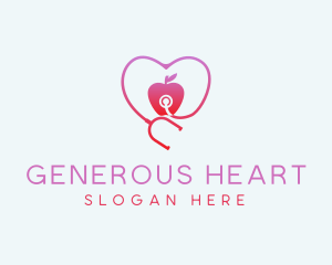 Stethoscope Apple Heart logo design