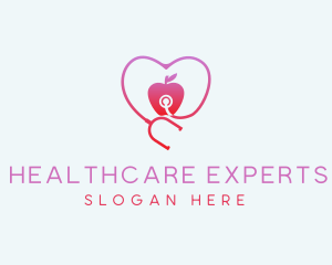 Stethoscope Apple Heart logo design