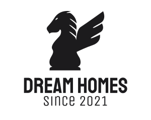 Simple - Winged Chess Horse logo design