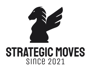 Chessboard - Winged Chess Horse logo design