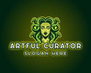 Mythical Medusa Snake logo design