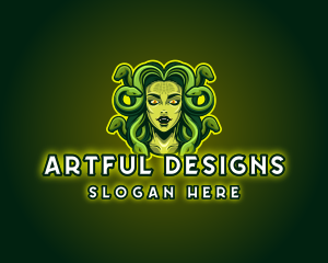 Mythical Medusa Snake logo design