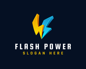 3D Lightning Power Energy logo design