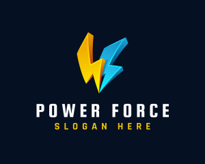 3D Lightning Power Energy logo design