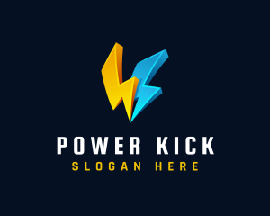 3D Lightning Power Energy logo design