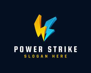 3D Lightning Power Energy logo design