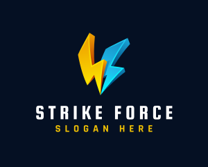 Strike - 3D Lightning Power Energy logo design