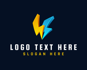 Voltage - 3D Lightning Power Energy logo design