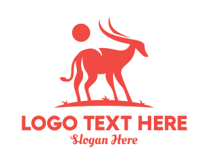 Horns - Red Antelope Silhouette logo design