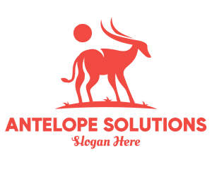 Antelope - Red Antelope Silhouette logo design