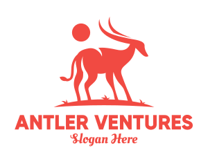 Red Antelope Silhouette  logo design