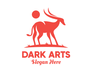 Red Antelope Silhouette  logo design