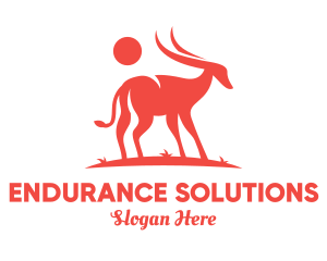 Red Antelope Silhouette  logo design