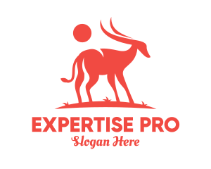 Red Antelope Silhouette  logo design