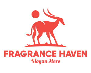 Red Antelope Silhouette  logo design