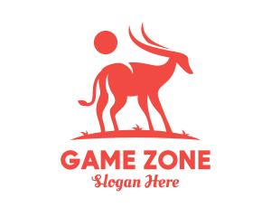 Red Antelope Silhouette  logo design