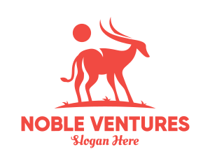 Red Antelope Silhouette  logo design